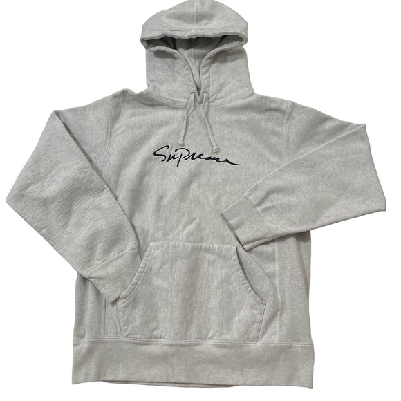 FW18 Supreme Classic Script Size M Ash Grey Hoodie (StockX $250)